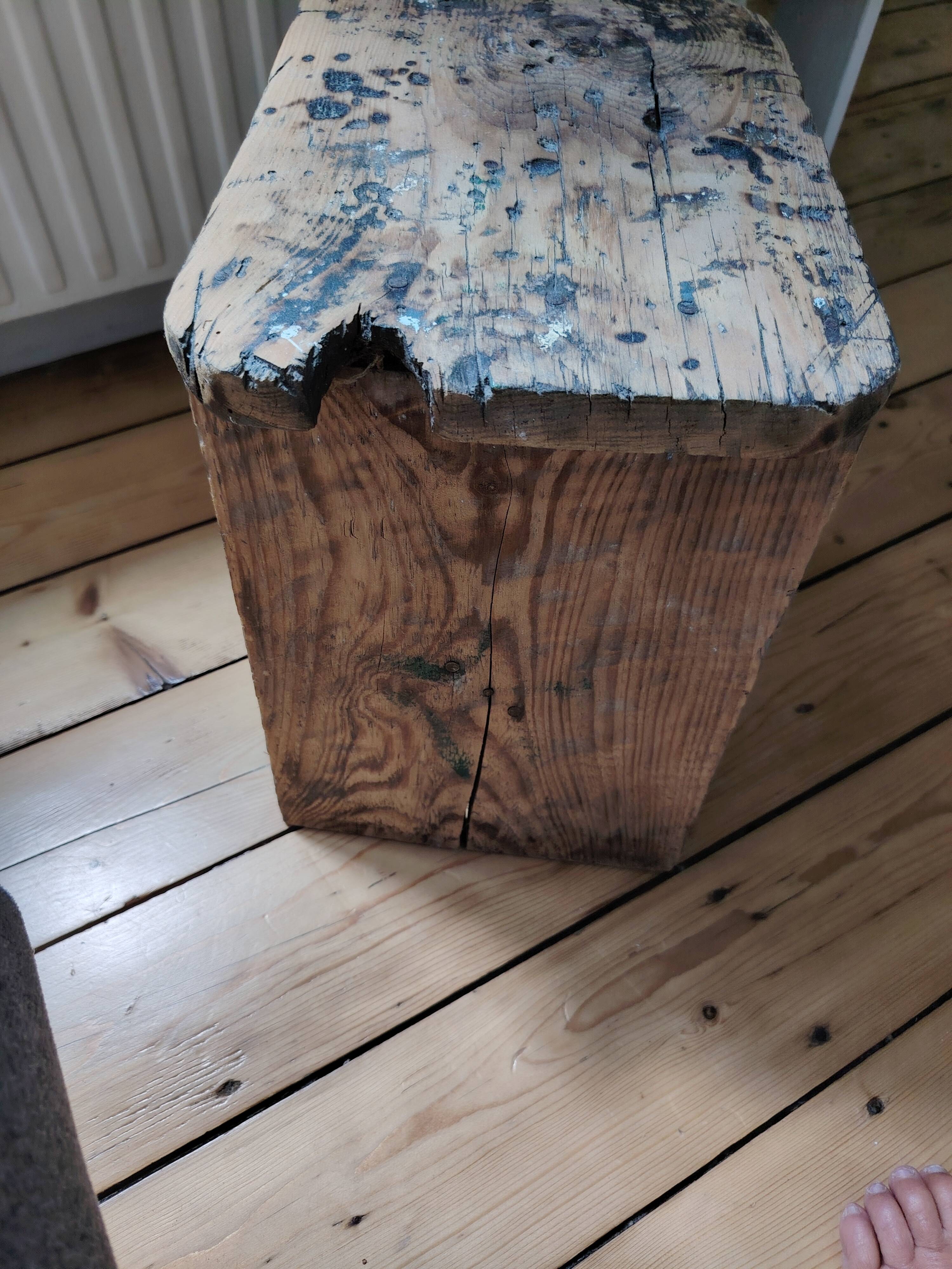 Authentic antique milking stool in solid wood – Rustic charm & ro