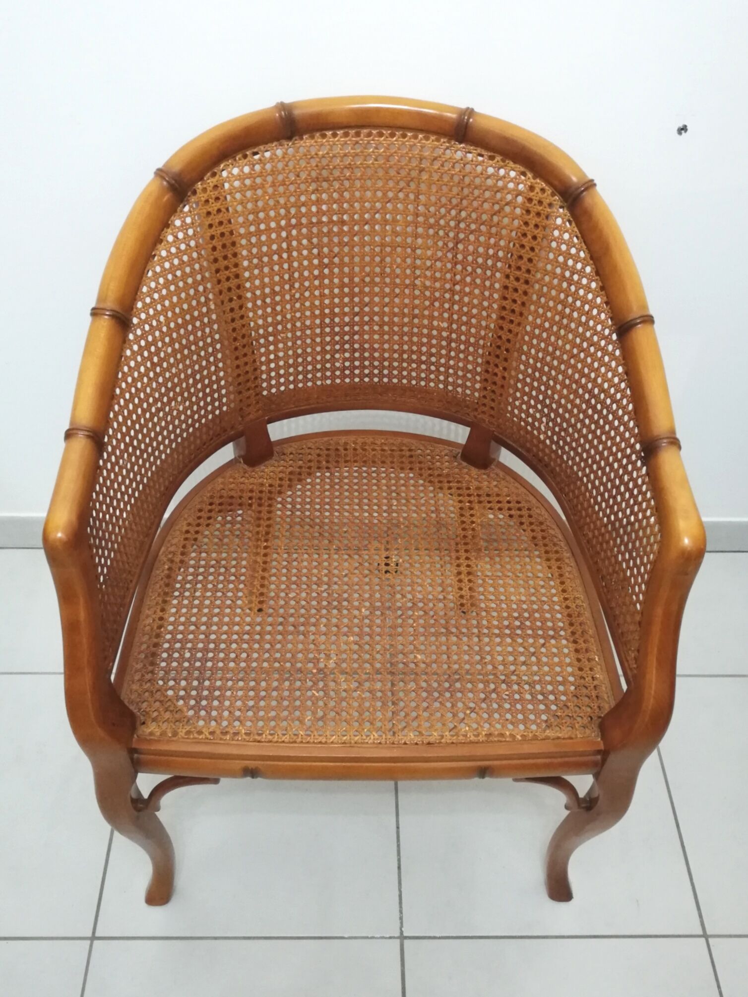 Fauteuil canné signé grange modèle faux bambou