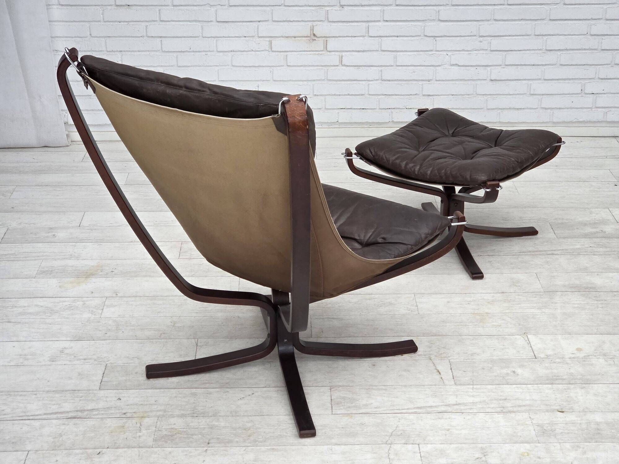 1970s, Norwegian design by Sigurd Ressel, chair "Falcon" with footstool.