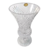 Hand-cut crystal vase on pedestal