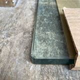 table basse en verre et travertin par Claude Berraldacci