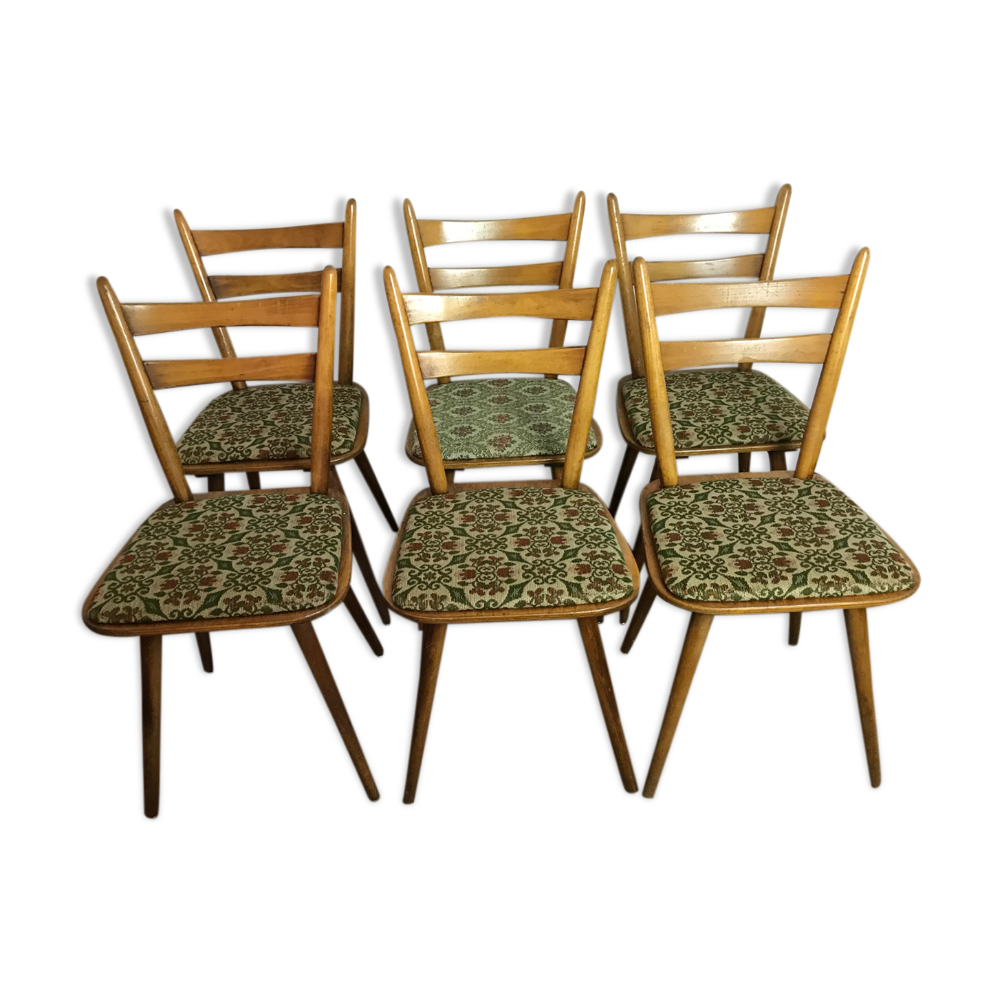 Lot of six vintage chairs feet compass