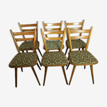 Lot de six chaises vintage pieds compas