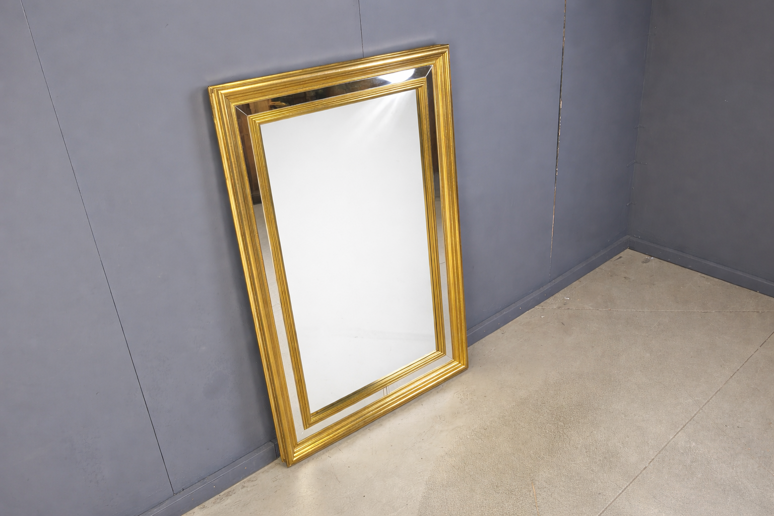 Miroir vintage en bois doré XL, années 1970