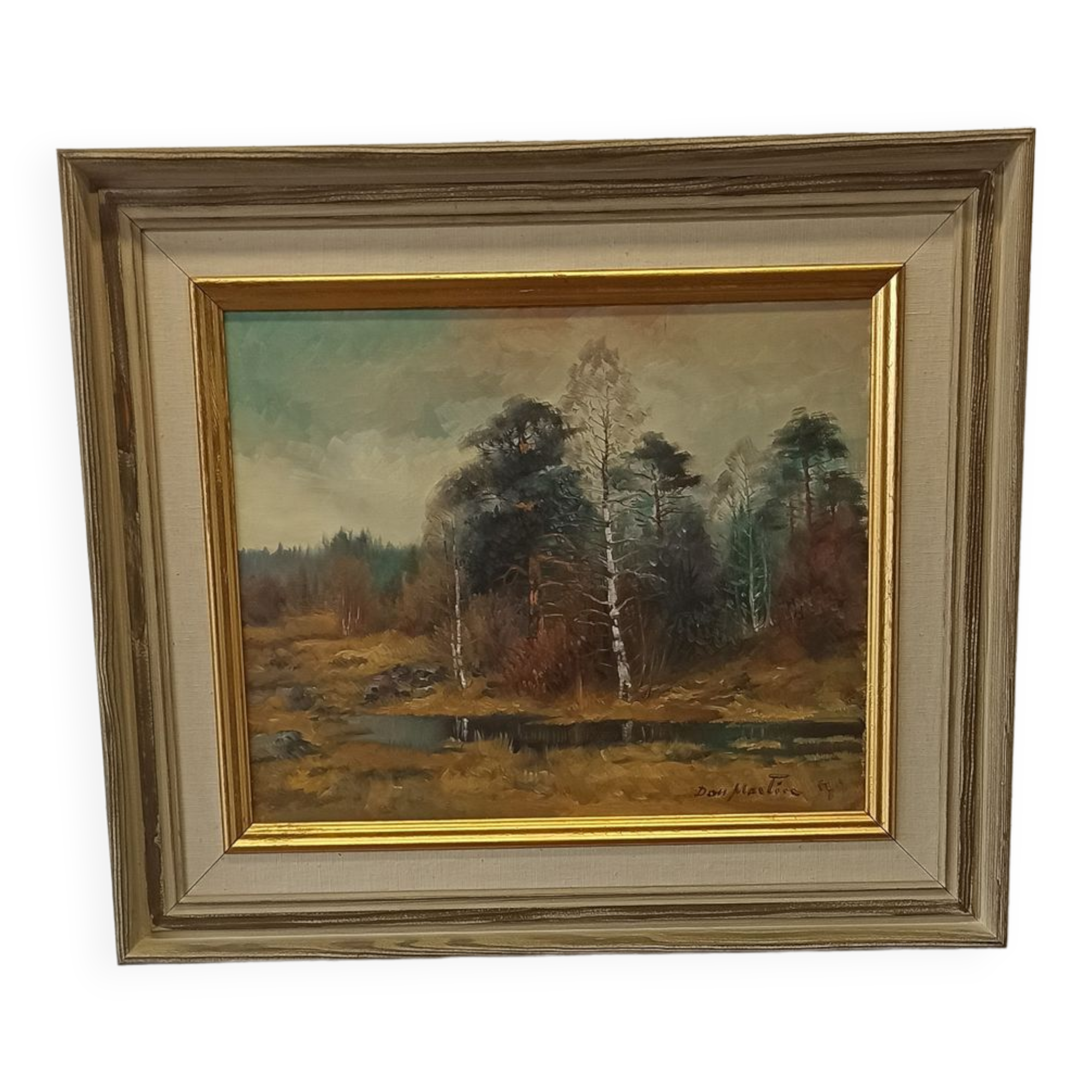 Oil on canvas. Forest landscape by Dan Martin Masell (1910-1999).