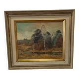 Oil on canvas. Forest landscape by Dan Martin Masell (1910-1999).