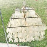 Brass and mother-of-pearl pendant lamp from the 70s