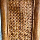 Honey-Brown Beech Wood Mid-Century Dining Table with Rattan Accents, 1960 Oval Top