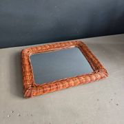 Vintage woven rattan mirror