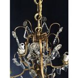 Cage chandelier 6 lights in bronze and crystal