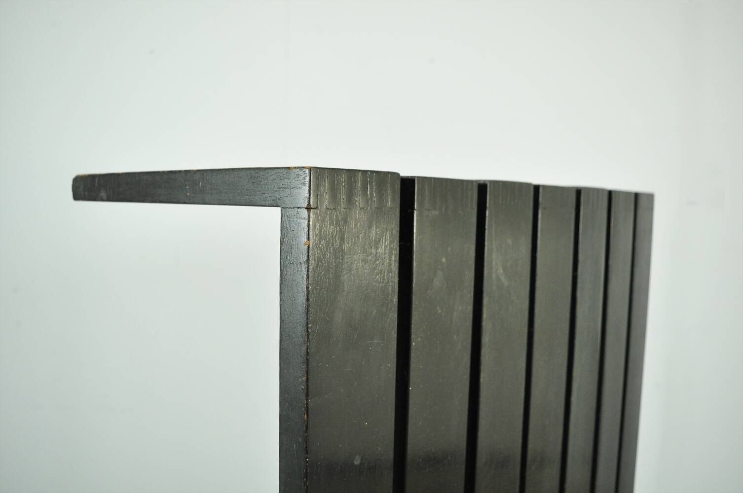 Vintage handmade wide SLATTED bench / side table, Netherlands 1970s