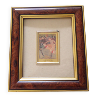 Small art chromolithograph painting Toulouse - Lautrec on gold leaf