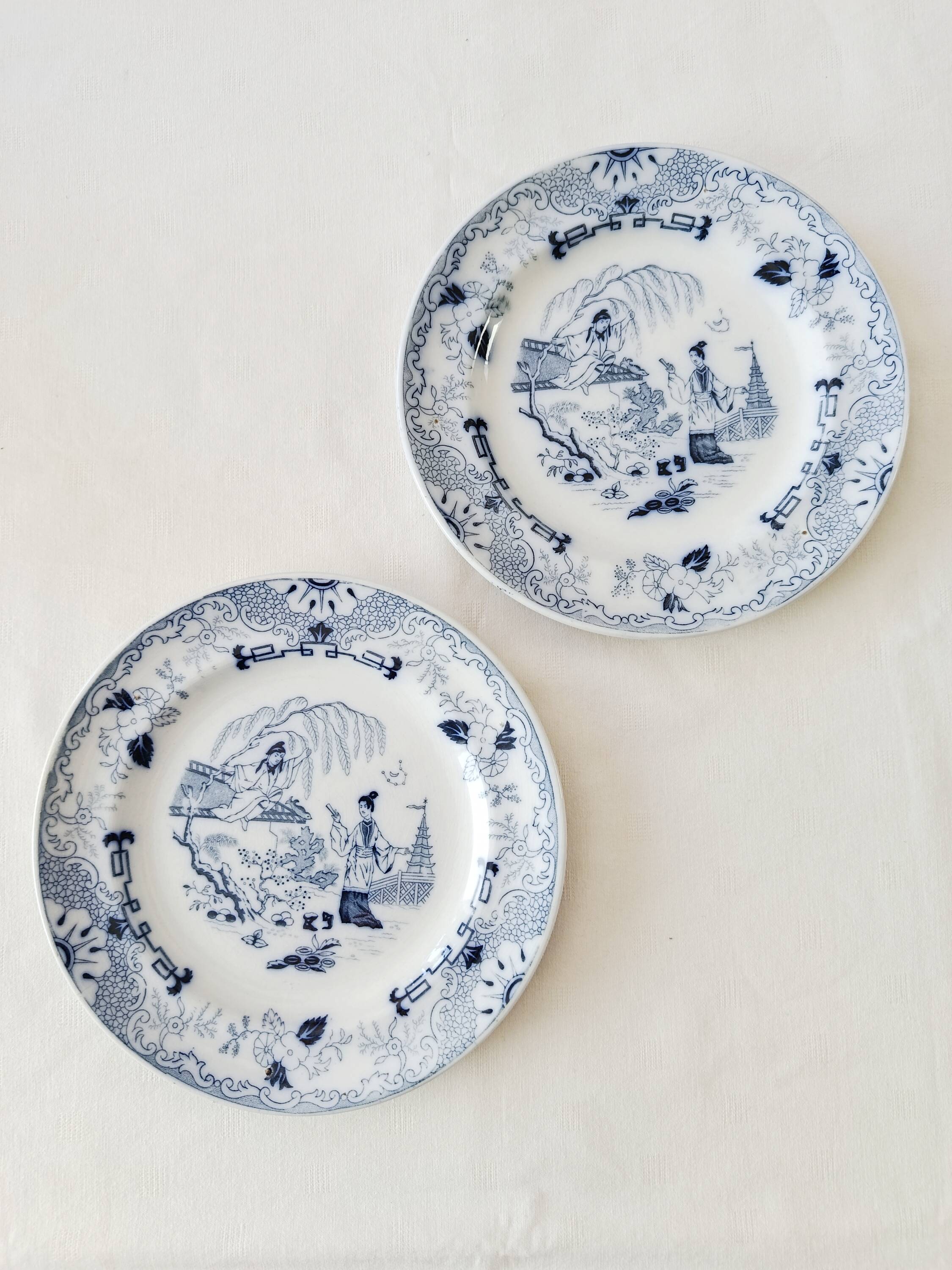 Set of 2 flat plates Petrus Regout, Timor