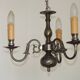 Italian Vintage Silver Brushed Metal 3 Light Flemish Style Chandelier