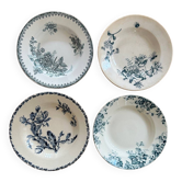 Series of 4 mismatched soup plates “Terre de Fer”