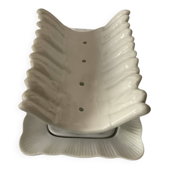 Porcelain and slip asparagus dish – antique double drainer