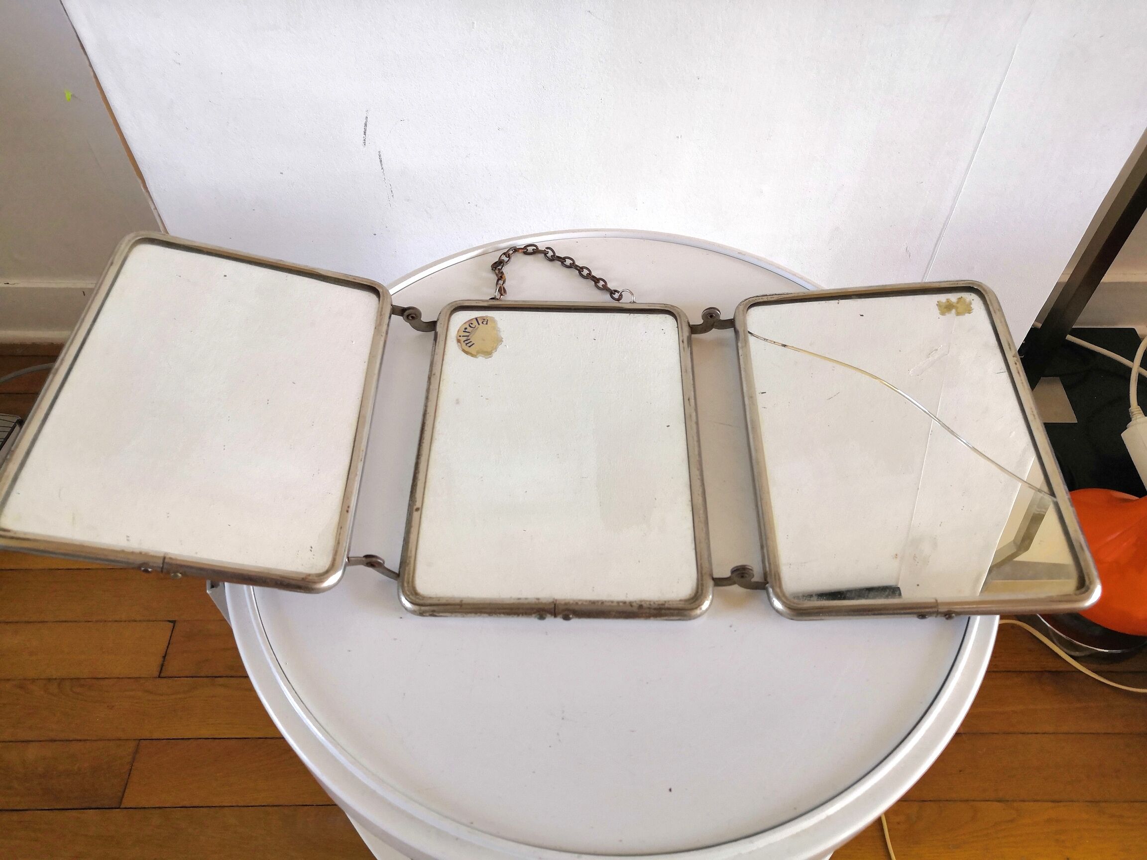 Triptych mirror of Barbier Mirclair design 60s