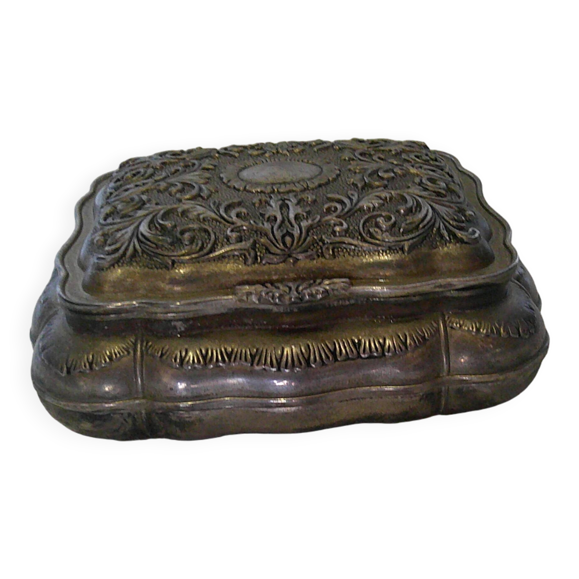 Antique silver jewelry box