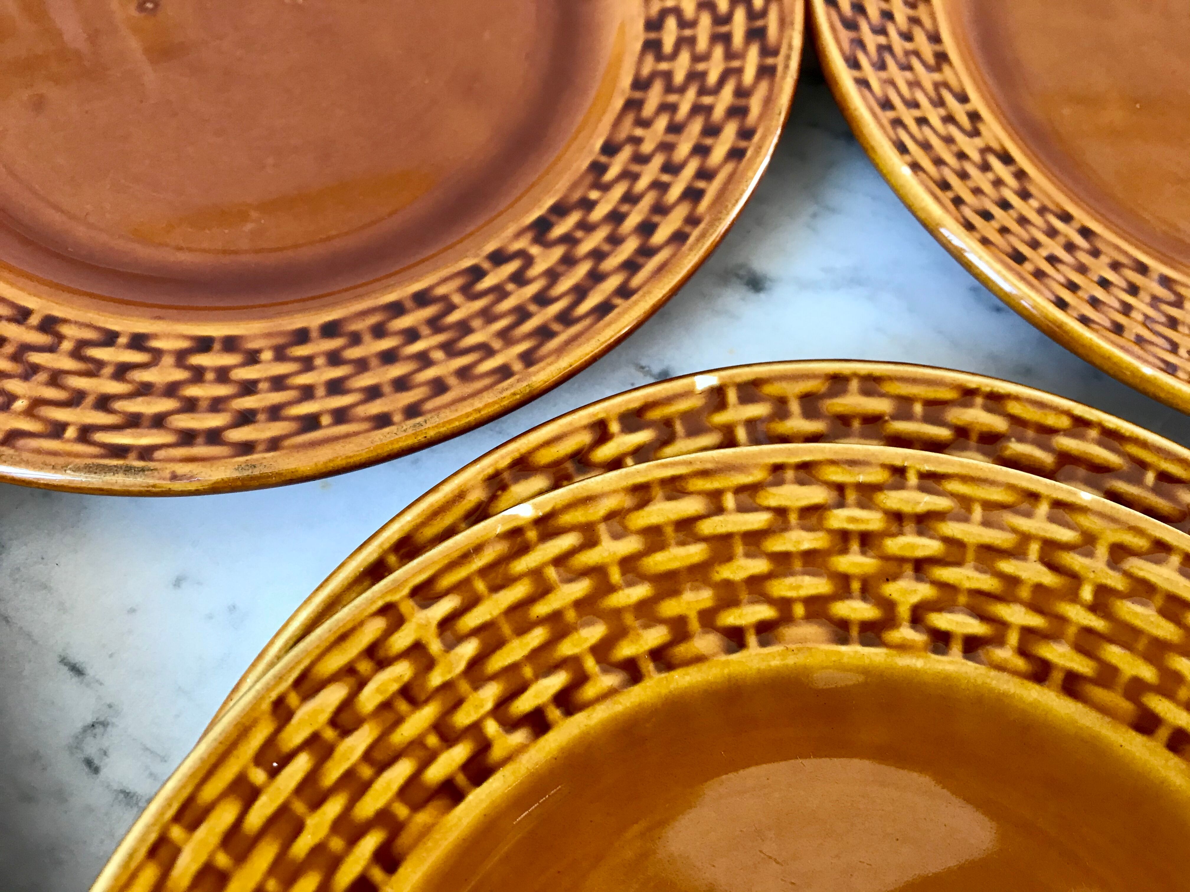 Set of 7 digoin Sarreguemines dessert plates in 50s slurry