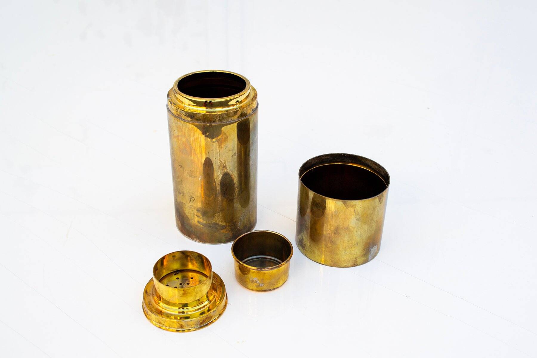 Silver-plated metal cocktail set handmade by Cassetti, Italy, 1970s, set of 5.