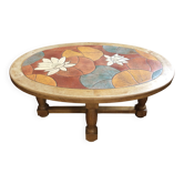 Table basse bois et céramique signée Louis Barrois