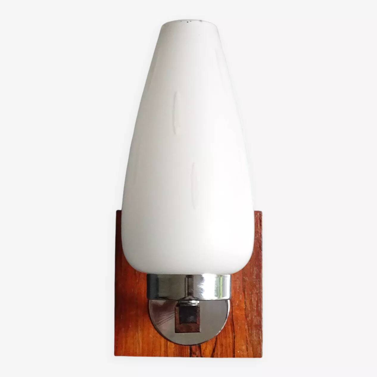 Scandinavian wall light, Glass and teak