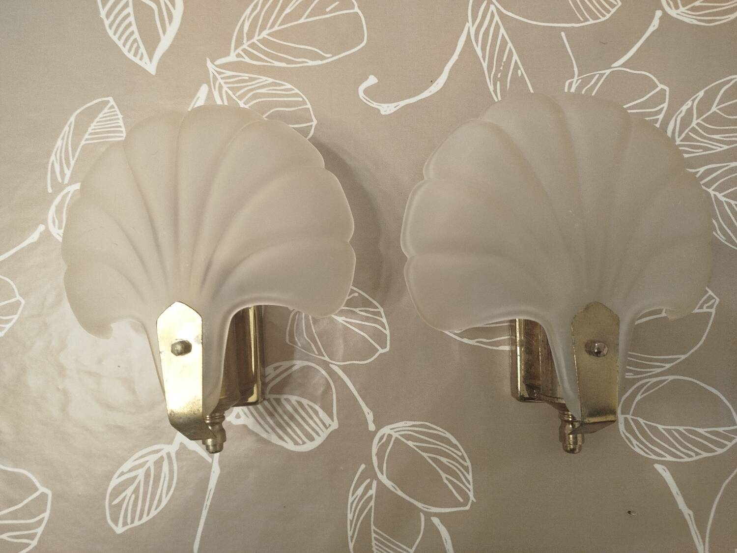 Paire d'appliques Art déco Regency forme coquillage France 1970