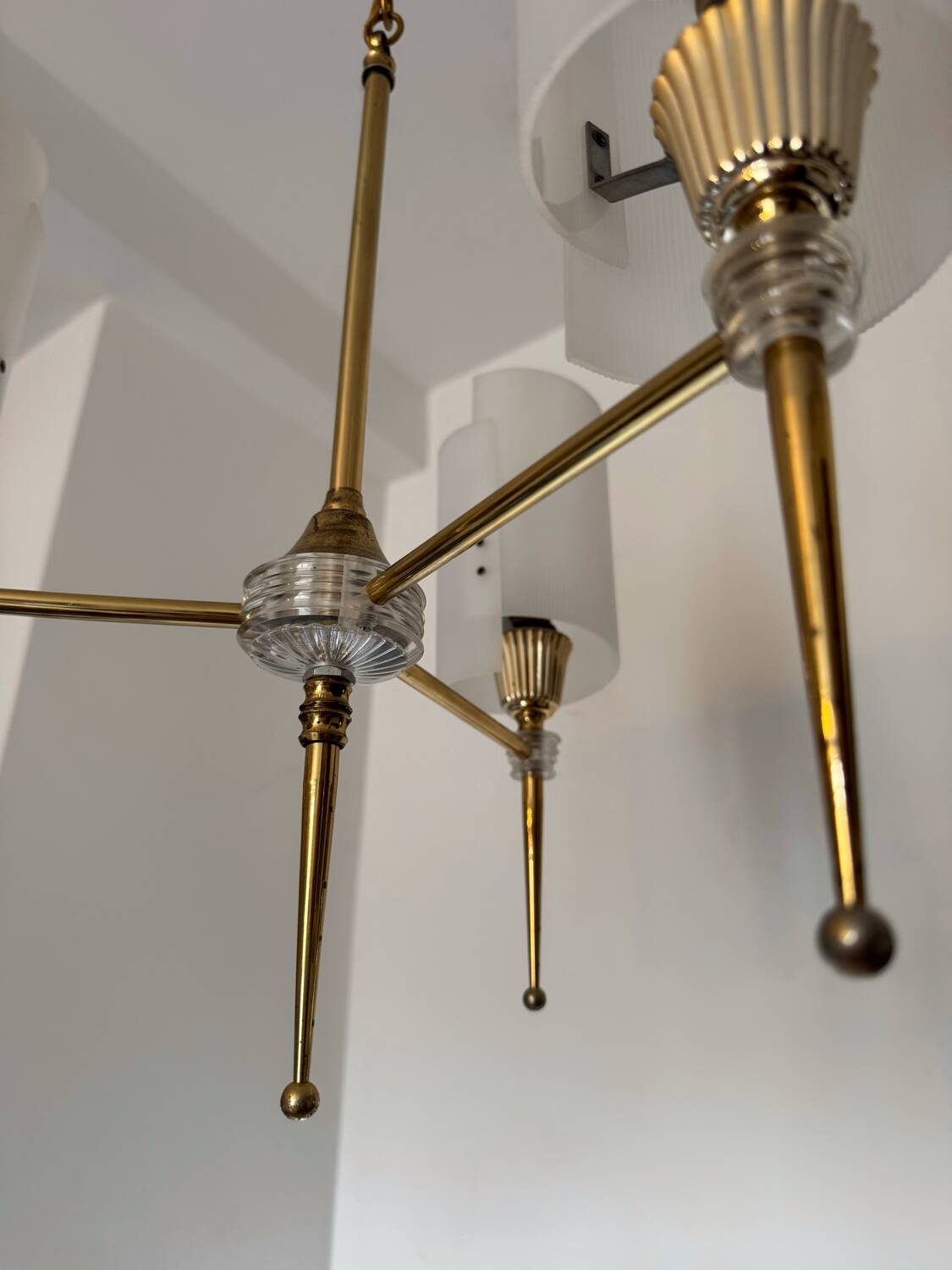 60s brass perspex chandelier