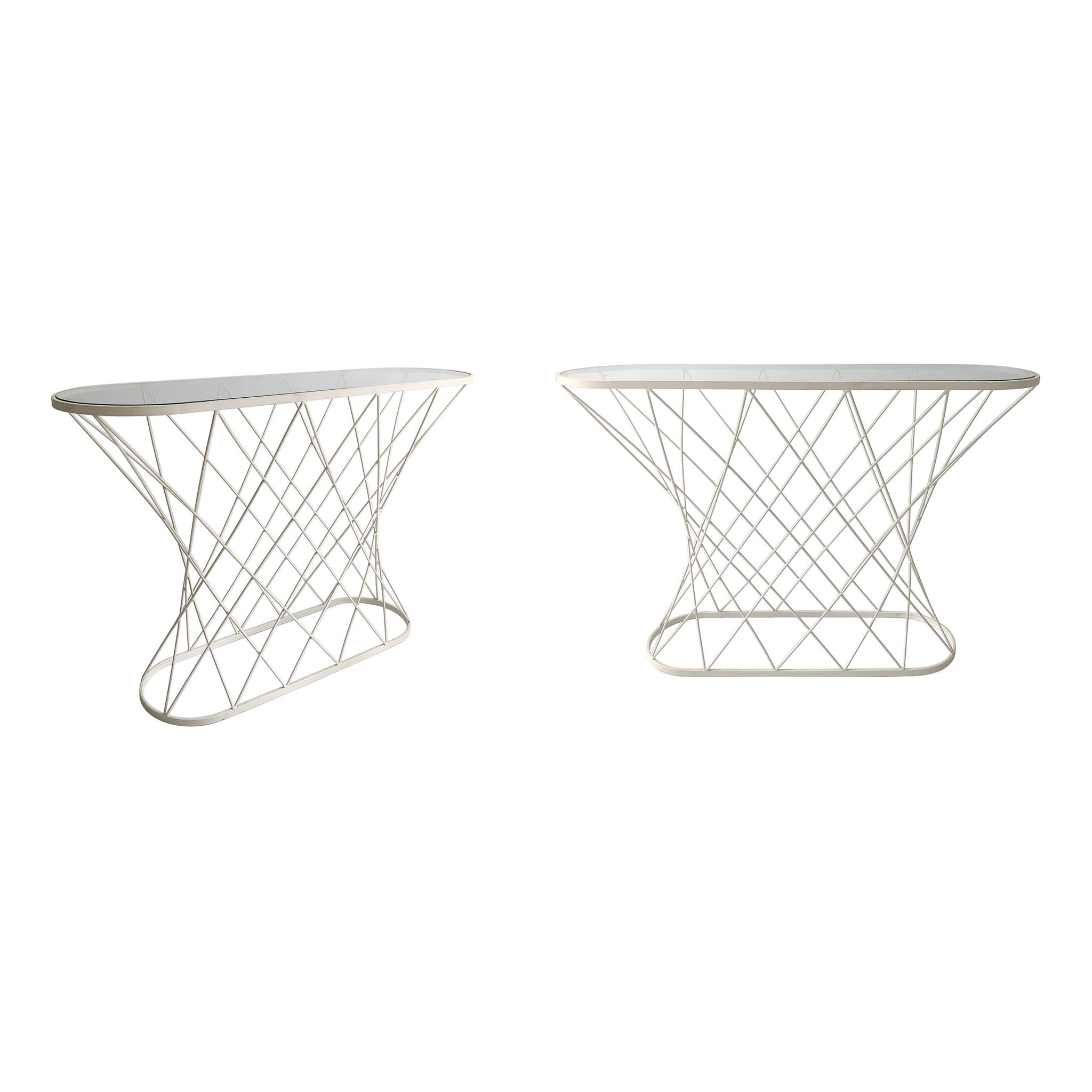 White Twisted Console 1980s  Noguchi Style USA Mid Century Oval