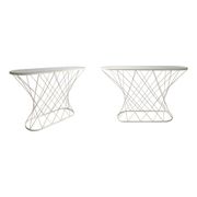 White Twisted Console 1980s  Noguchi Style USA Mid Century Oval
