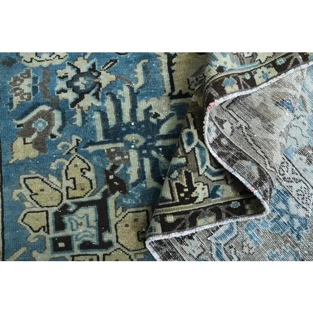 1960s Vintage Persian Handmade Wool Cotton Brown Area Rug 278x354