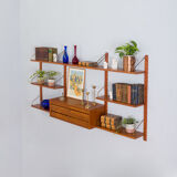 Poul Cadovius Teak dresser Wall Unit With a chest of drawers And 7 Shelves, Denmark 1960s