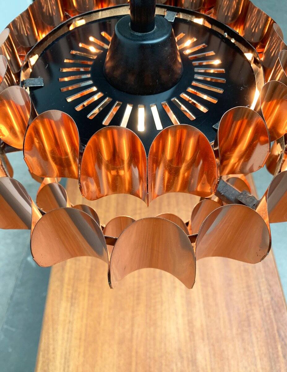 Copper pendant lamp Swiss type 810 modern mid-century by Hans Zender for Temde
