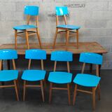 Set of 6 blue chairs TON (Thonet)