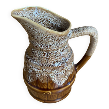 Vintage flamed ceramic barrel-shaped pitcher revol old style 0.25l