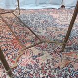 Table basse vintage en laiton et verre