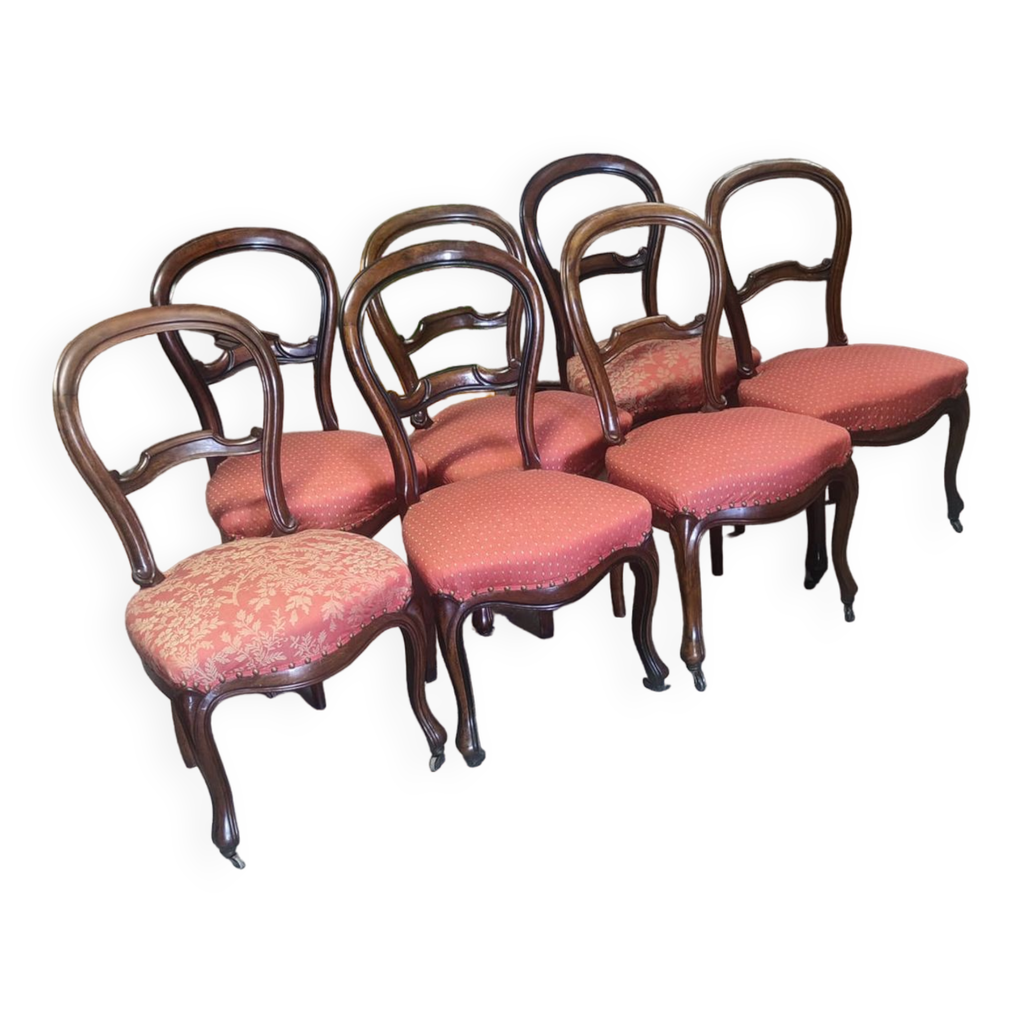 Set of 7 solid walnut chairs circa 1870
