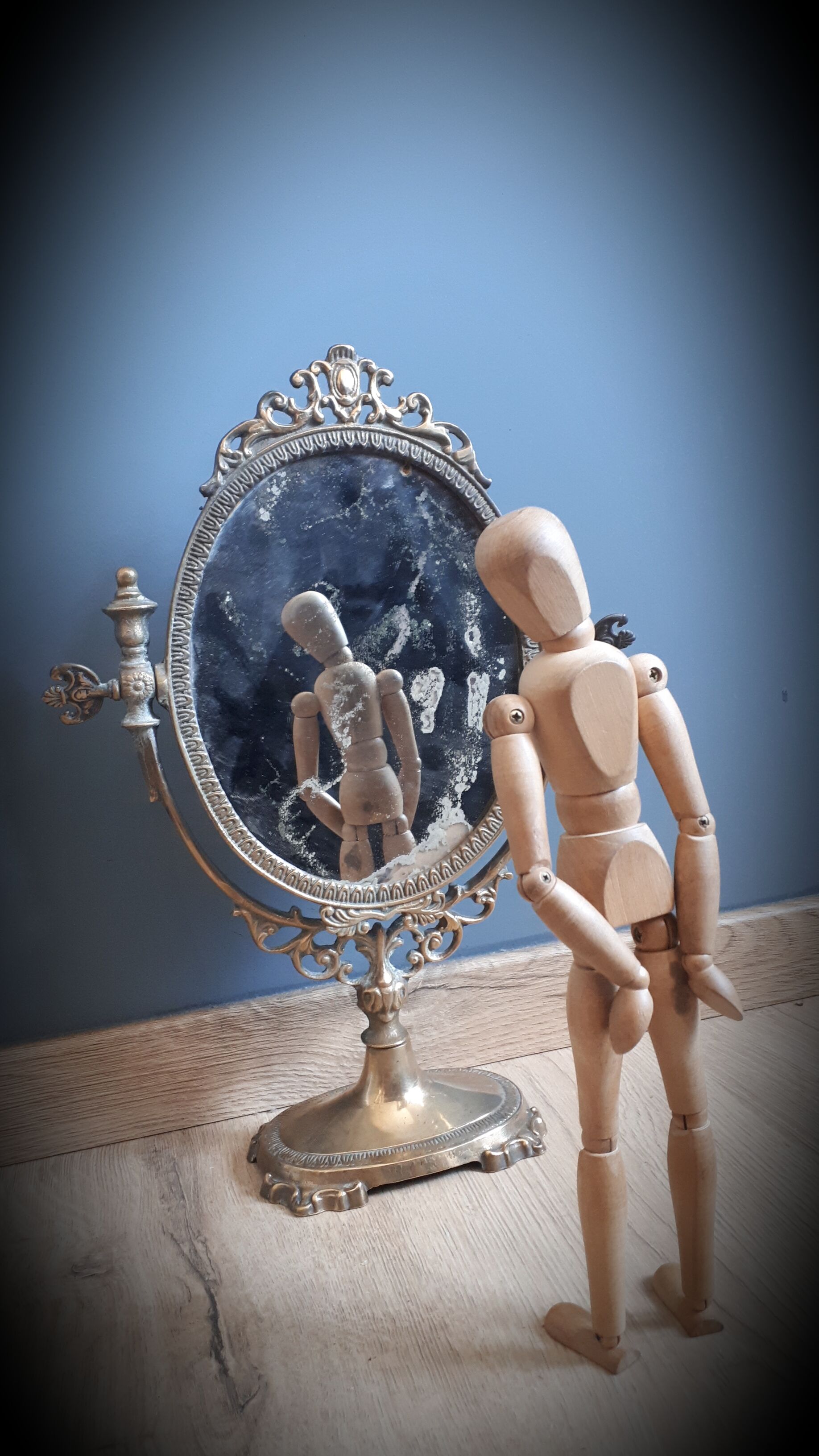 Brass psyche mirror 29x40cm