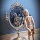 Brass psyche mirror 29x40cm