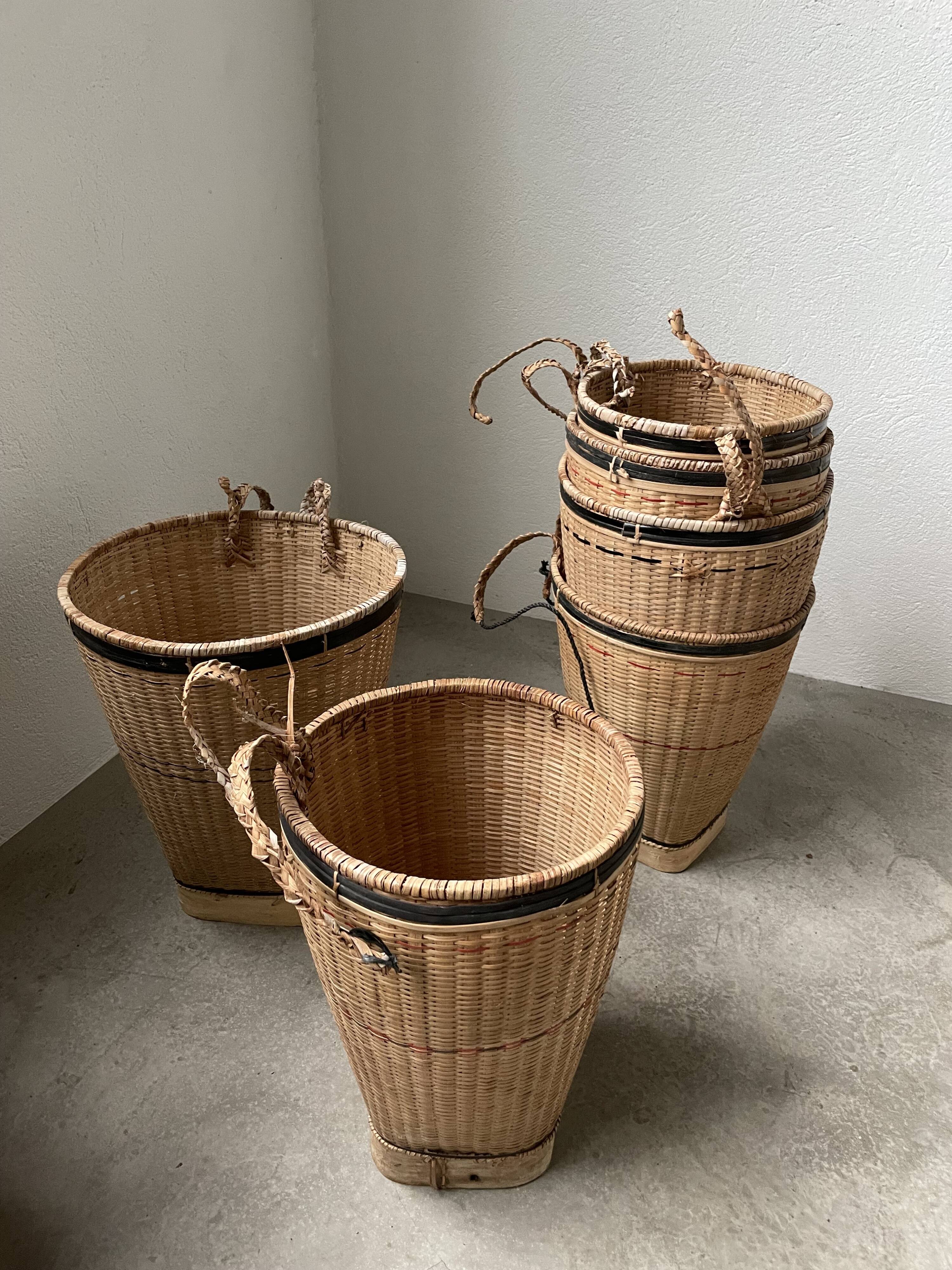 Lot of old grocery baskets