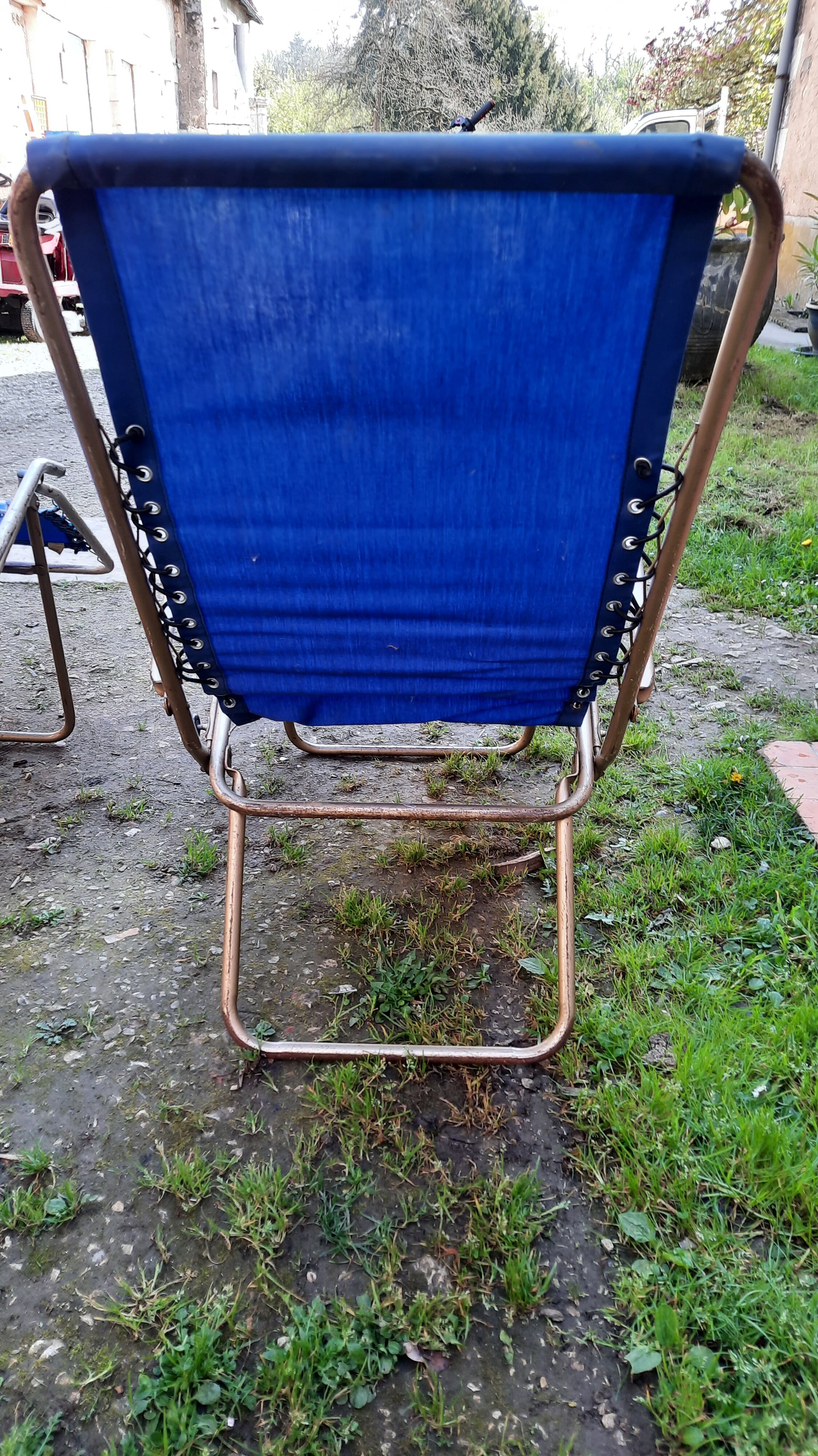 Pair of vintage folding deckchairs