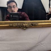 Golden Wall Mirror 57x33 Rococo Style, Louis XV in Wood and Stucco Vintage 50s
