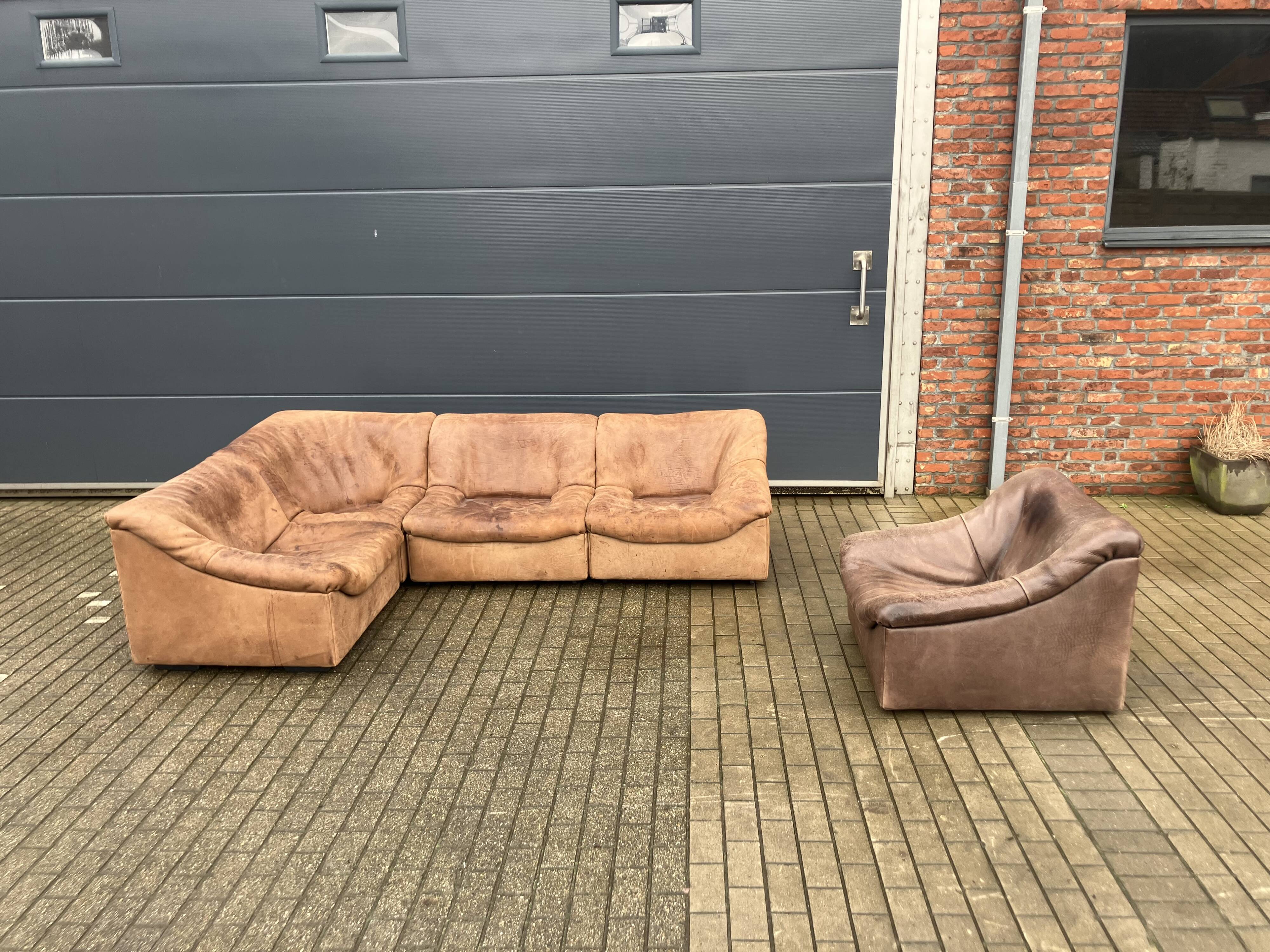 De Sede Ds46 Modulair 5mm Buffel leather NECK Cognac Bruin