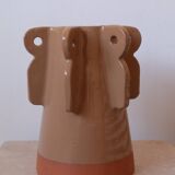 Handmade beige sculptural ceramic vase