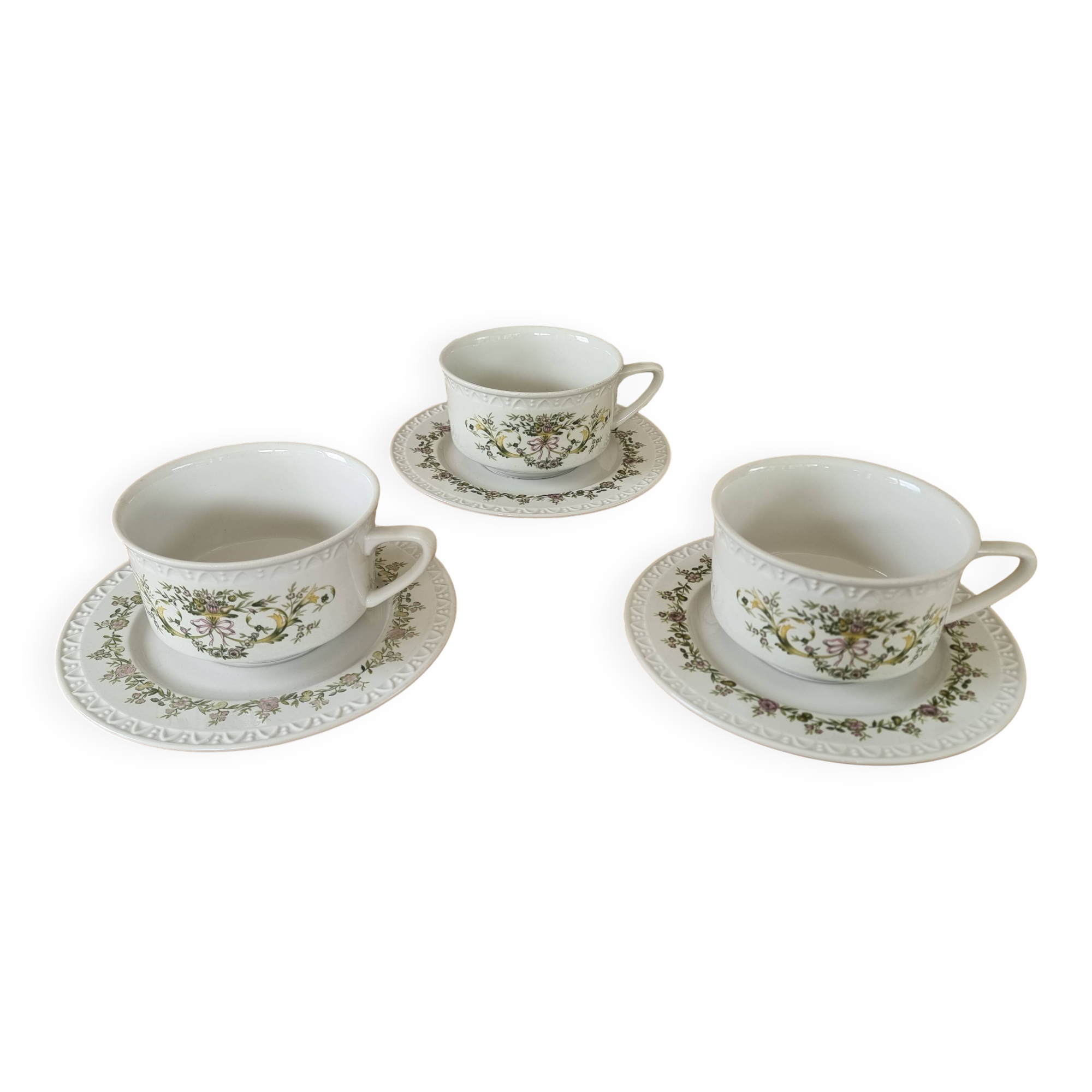 Villeroy & Boch Trianon 3 Coffee Tea Cups Saucers Perfect Condition