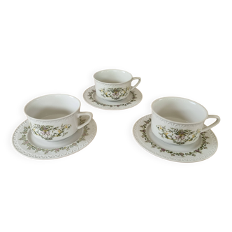 3 tasses et soucoupes Villeroy & Boch Trianon