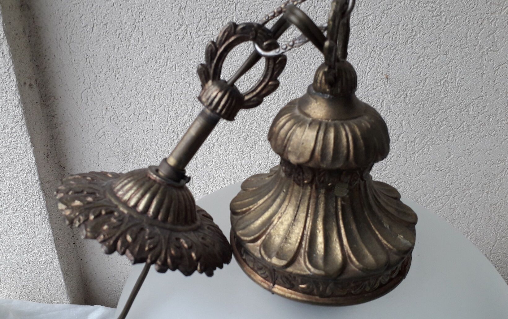 Glass and bronze pendant lamp