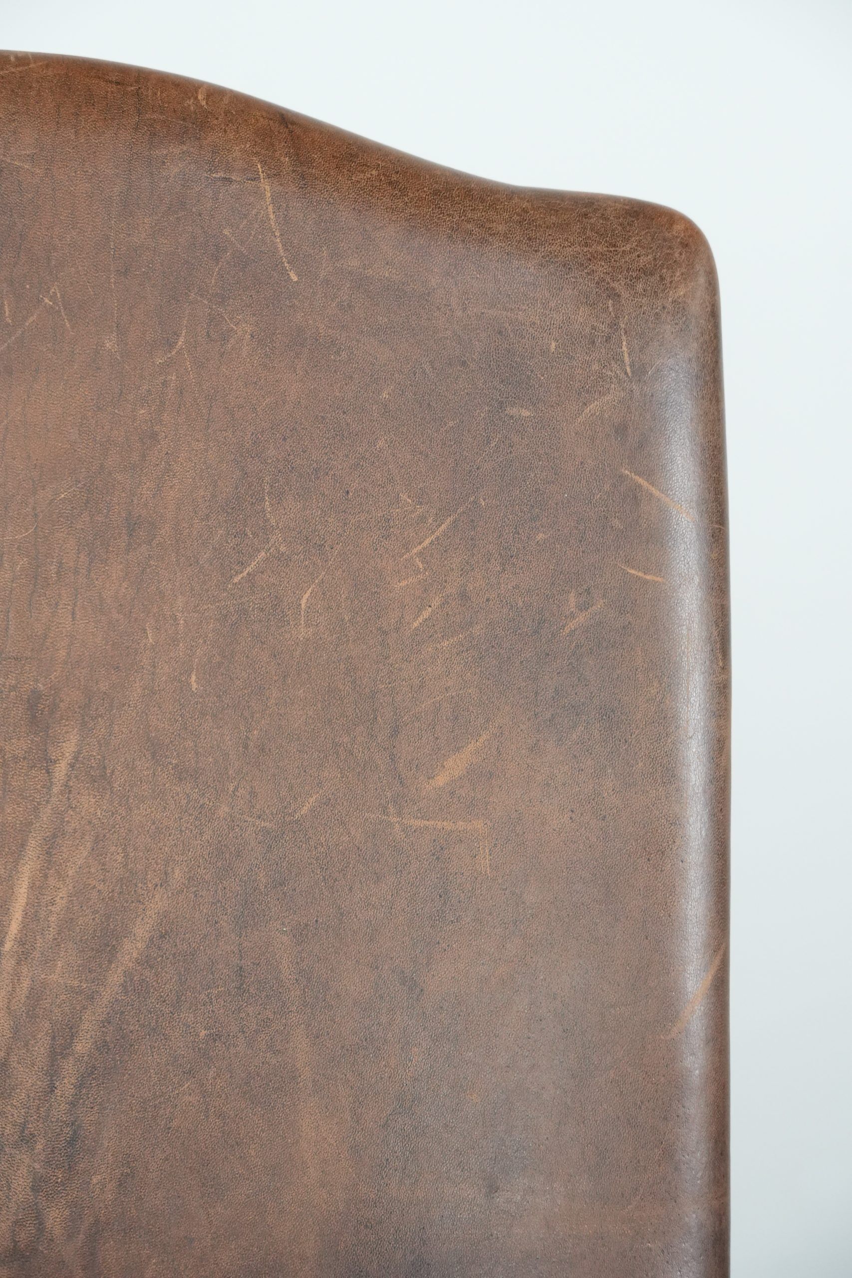 Great set of 8 stylish vintage sheepskin dining chairs with character