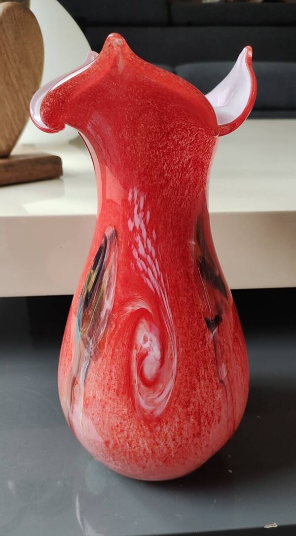 Grand Vase Boule floral/Verrerie d Art Kaysersberg. Moucheté/Volutes