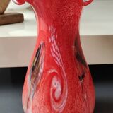 Large Floral Ball Vase/Kaysersberg Art Glassware. Speckled/Volutes